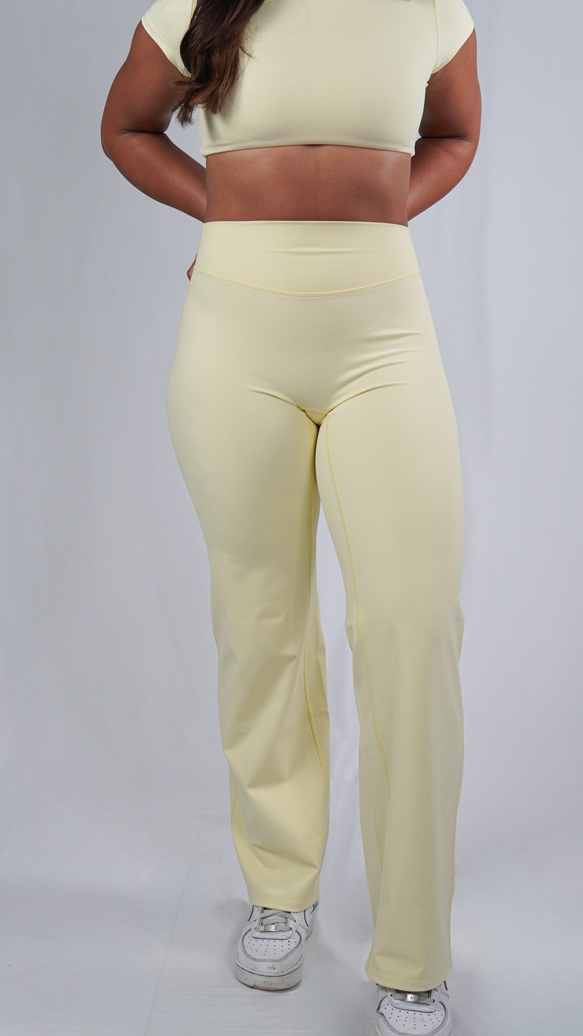 Curve Butter Yellow Straight Leg Flare Leggings