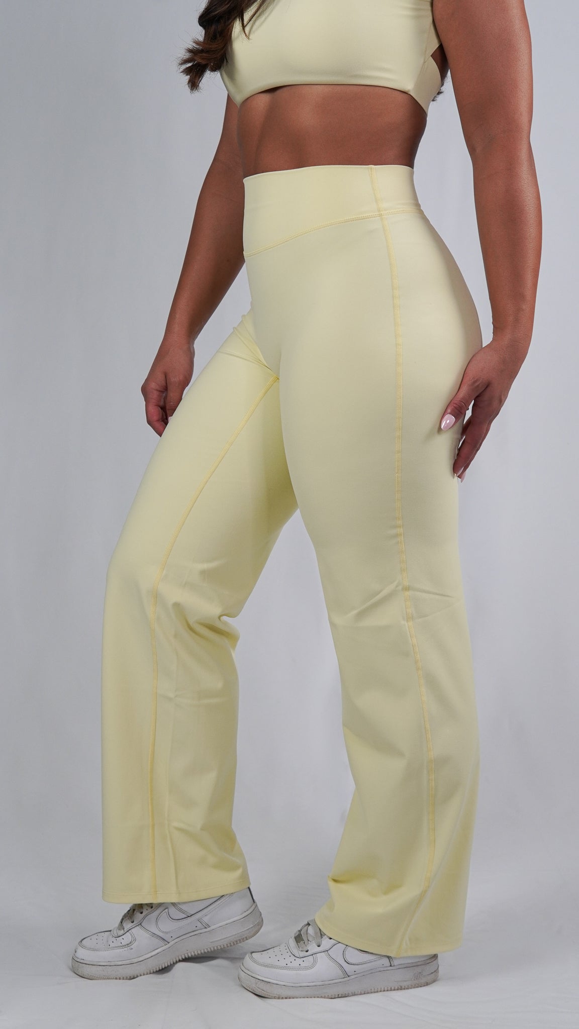 Curve Butter Yellow Straight Leg Flare Leggings