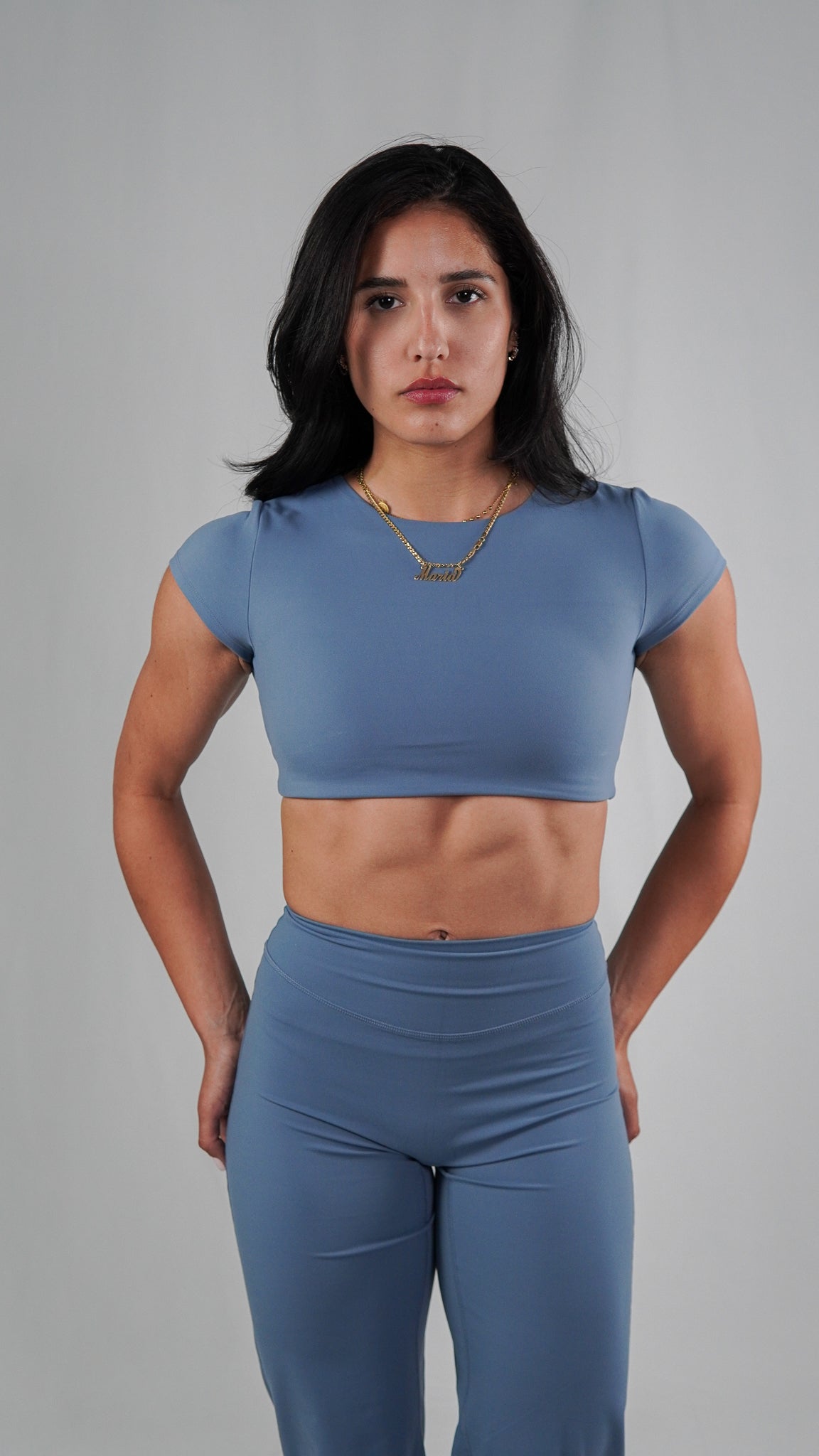 Curve Granite Blue Open Back Top