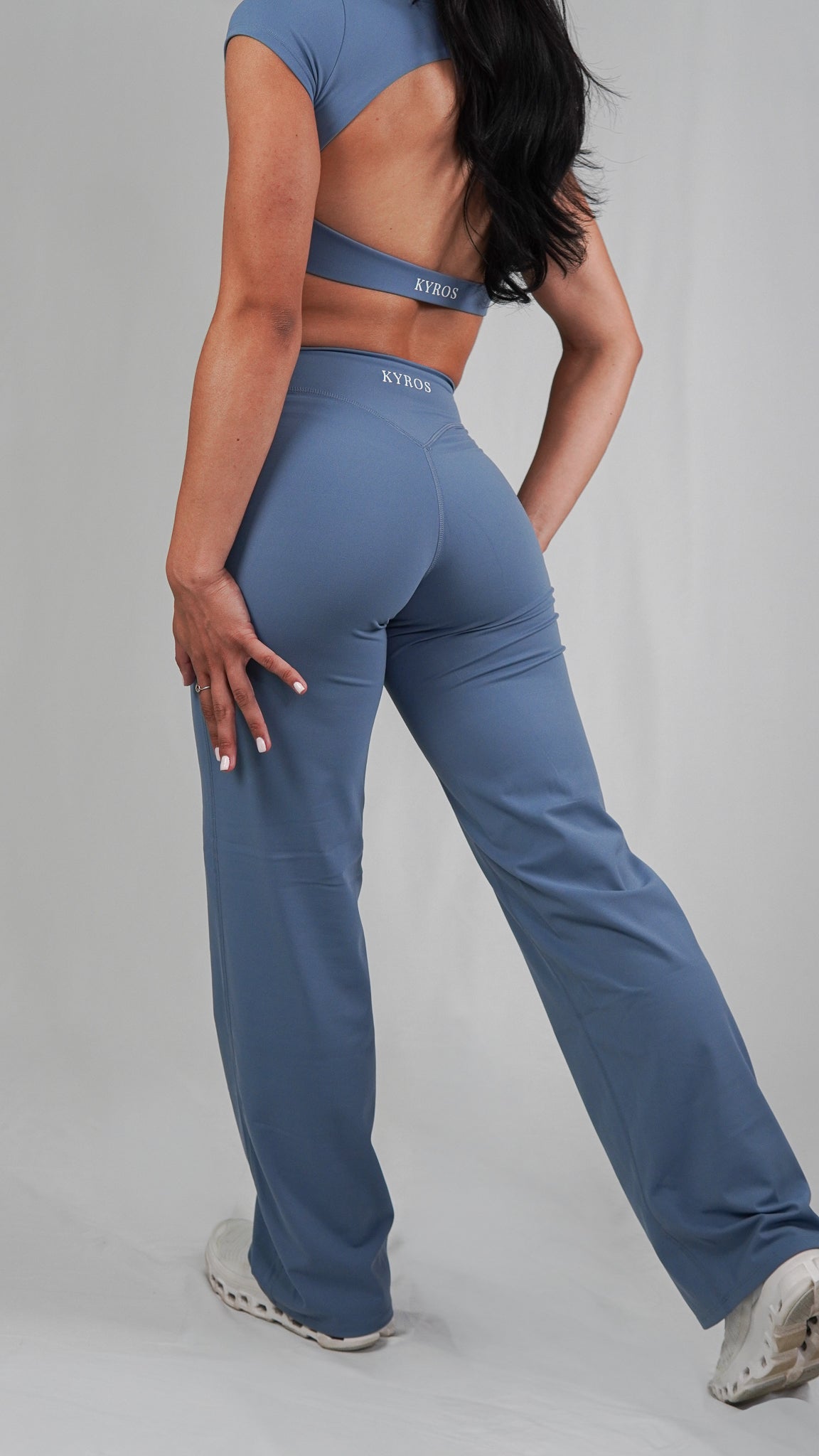 Curve Granite Blue Straight Leg Flare Leggings