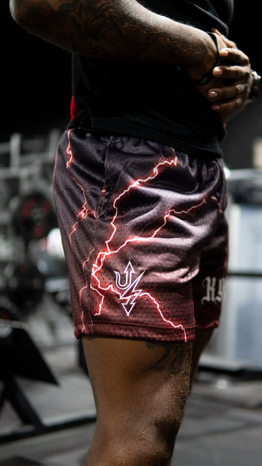 Red Lightning Mesh Shorts