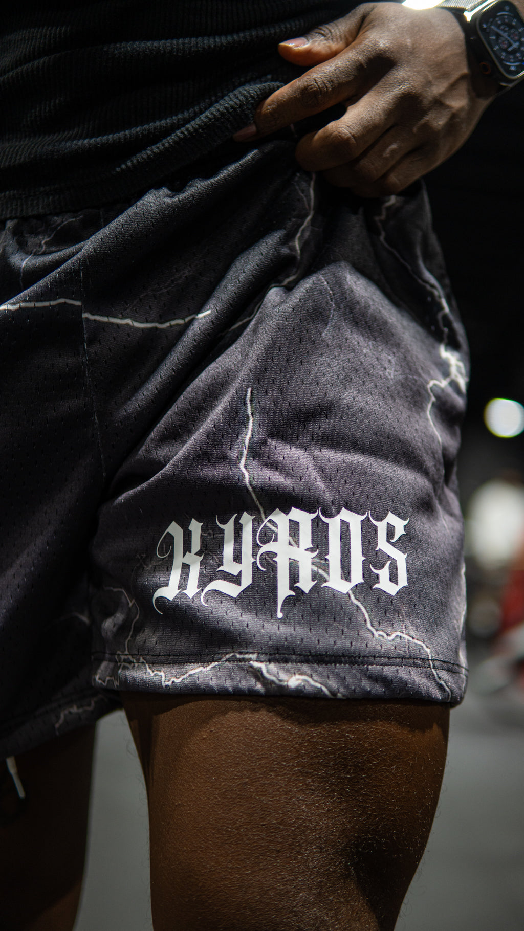 Grey Lighting Mesh Shorts