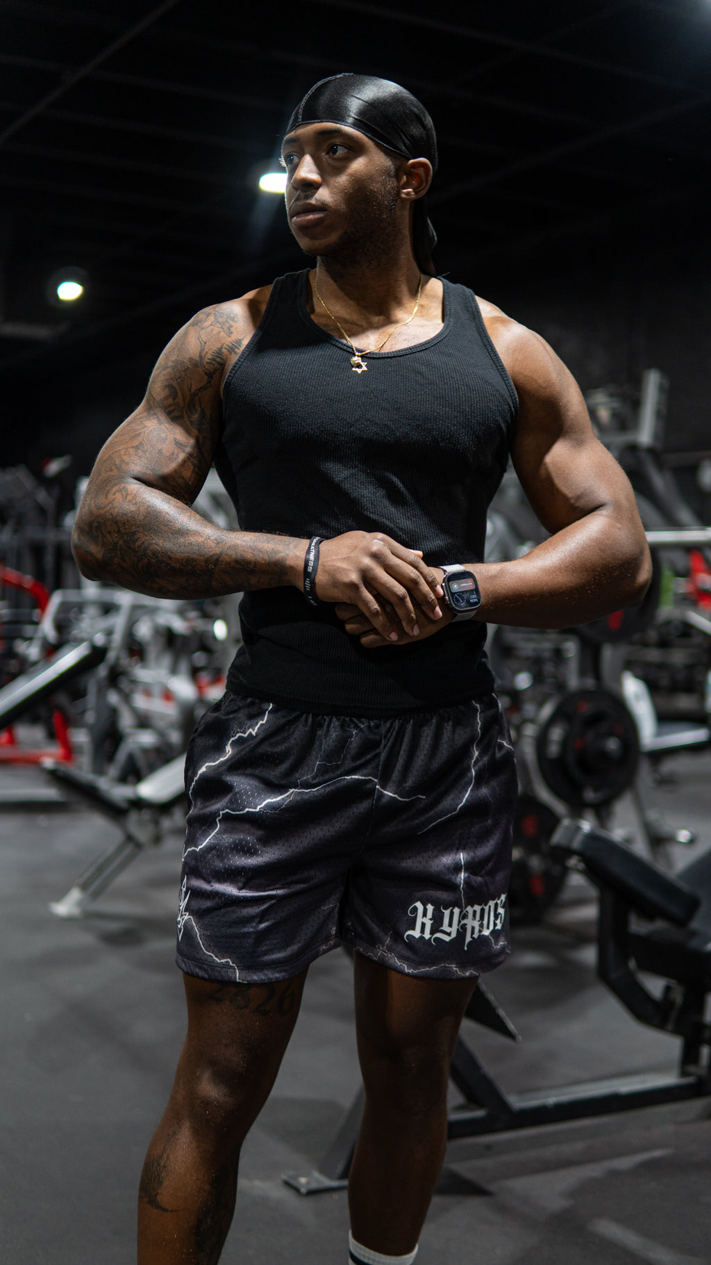 Grey Lighting Mesh Shorts