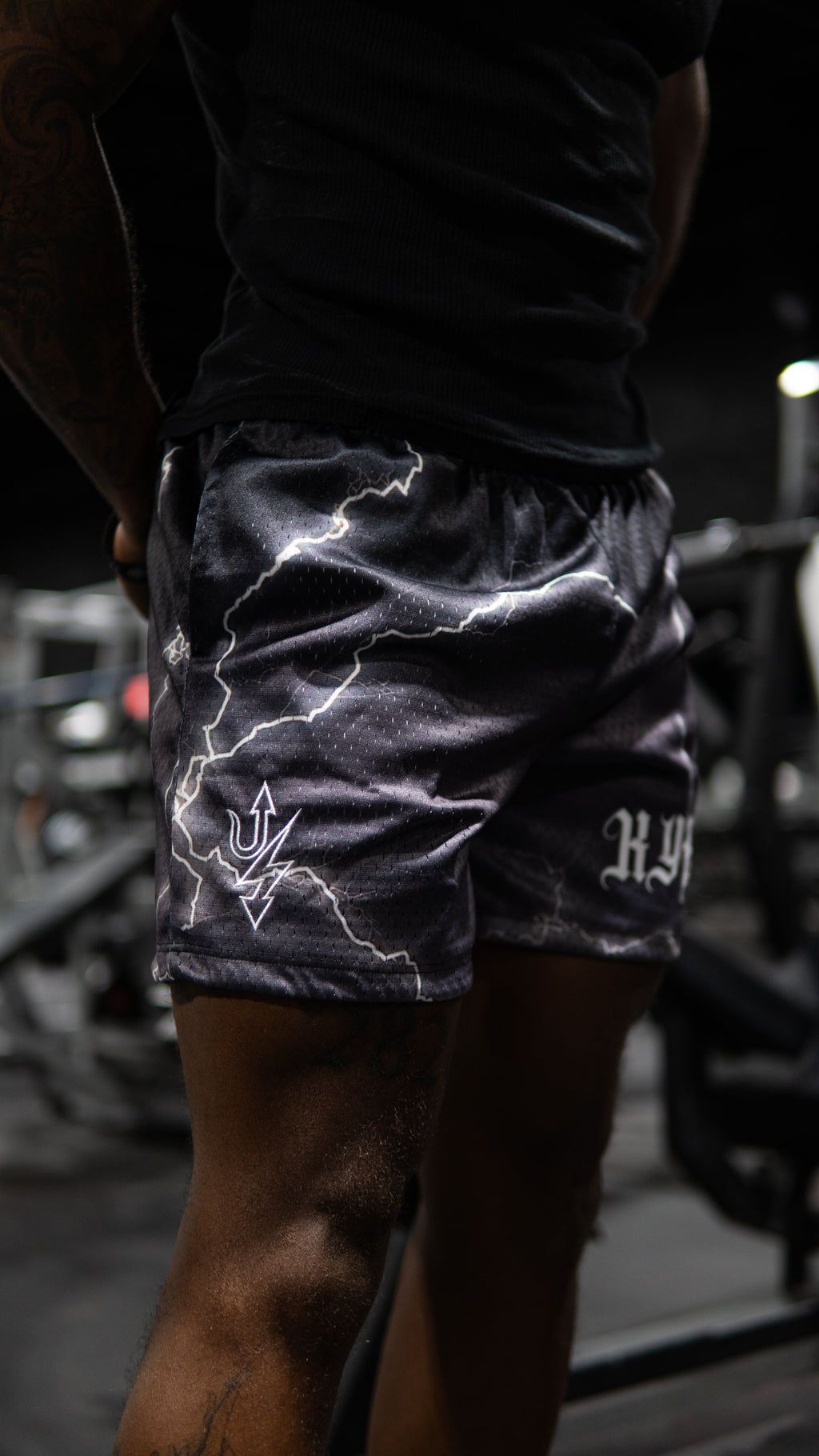 Grey Lighting Mesh Shorts